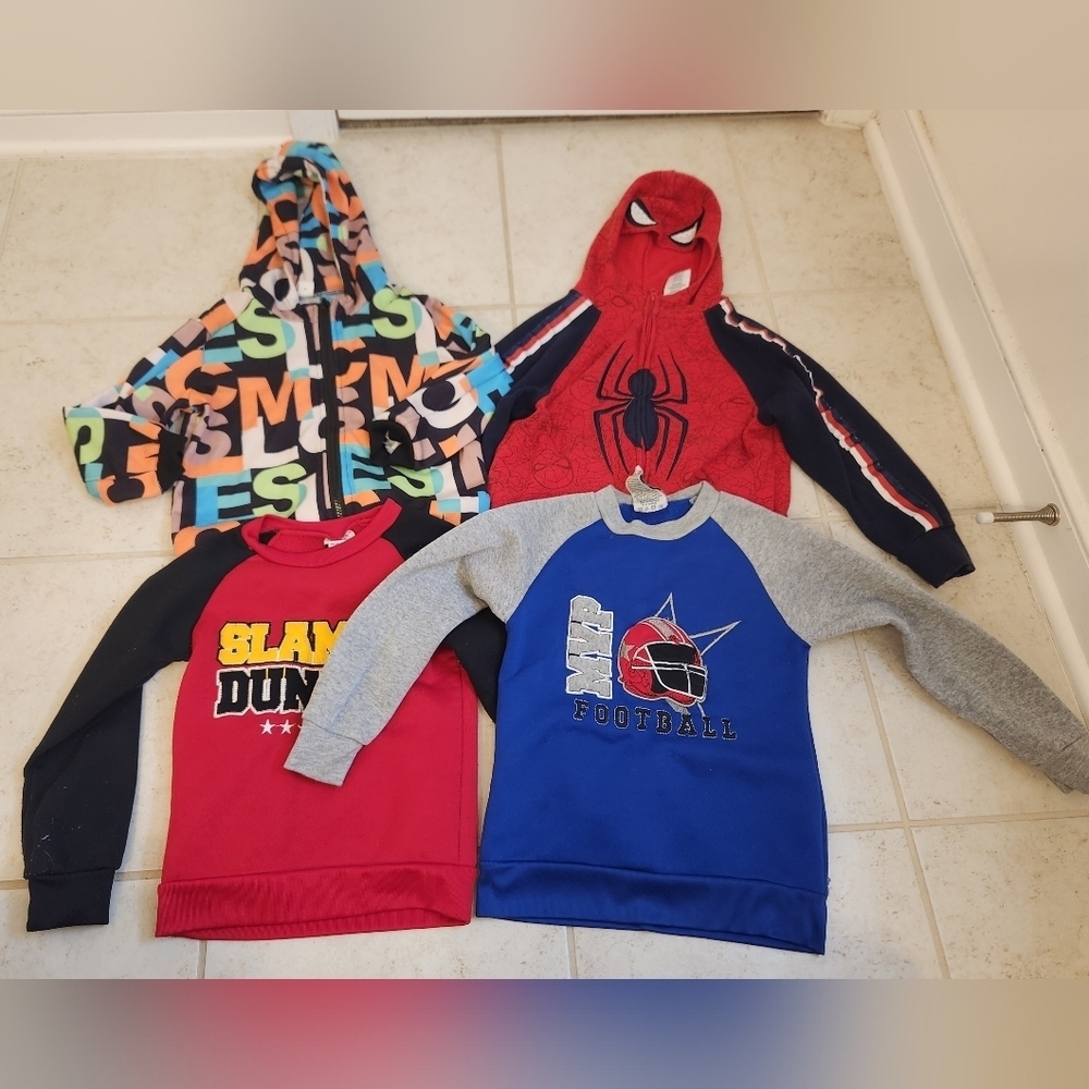 Boys Set Of 4 Long Sleeve Hoodie‎ Sweatshirt Size 5/6 GUC #Y703